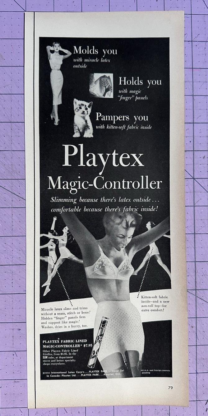 1955 Playtex Magic Controller Slimming Girdle Underwear Vintage Print Ad
